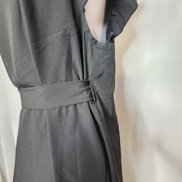 Skue Curve Sz 1XL Black & White Ruffle Sleeve Collar Neck Wrap Dress Tie Waist - Picture 12 of 16